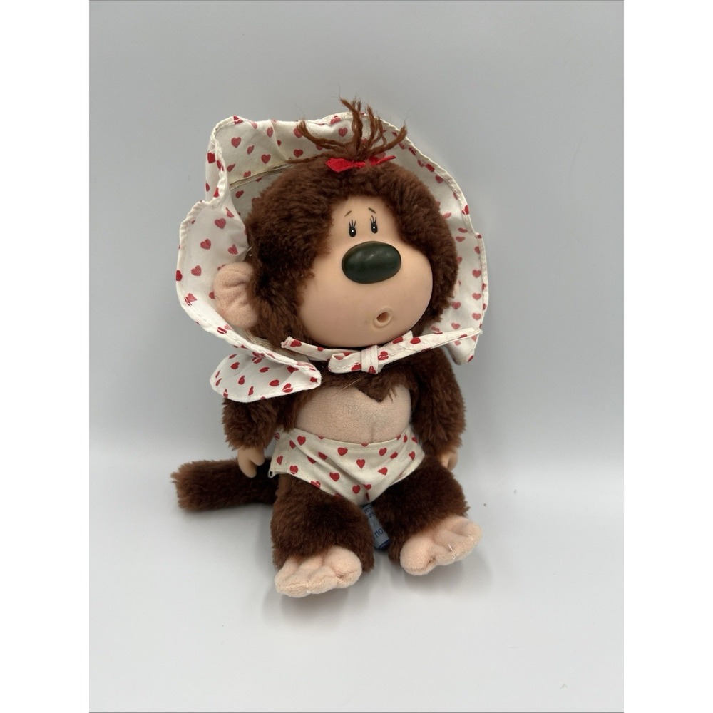 MATTEL Monkey Stuffed Heart Bonnet & Shorts EMOTIONS Plush Vintage 1984